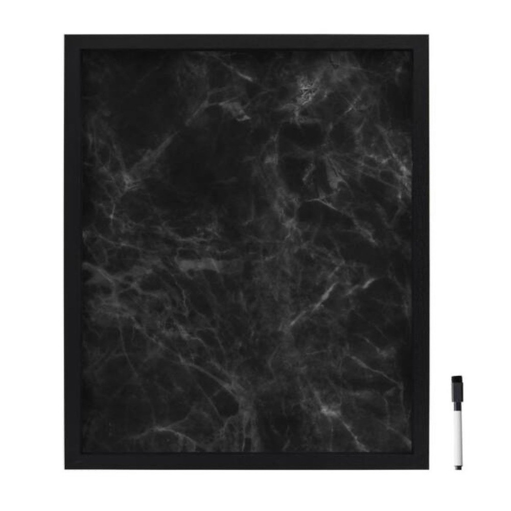 Black w/White Marble & White Marker‎ Dry Erase Board Metal Wood Office Planner - Picture 7 of 7